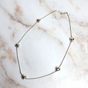 Sterling silver ball chain with hearts necklace